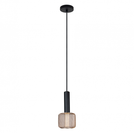 Lustre - Lustra tip pendul negru/auriu Jaya Ø 9 cm abajur mesh metalic, P0438 - Maxlight