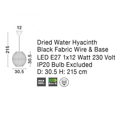 ​​​​​​​Lustra tip pendul premium Komo, din fibra naturala, Ø 30,5 cm, inaltime reglabila, 9858720 - Novaluce [6]