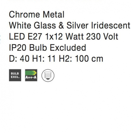 Lustra tip pendul rotunda alb-argintiu Cecil, Ø 40 cm, din sticla, inaltime reglabila, 7326324 - Novaluce [3]