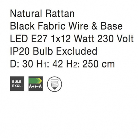 Lustra tip pendul Vedrana din ratan Ø 30 cm, inaltime reglabila, 9586766 - Novaluce [9]