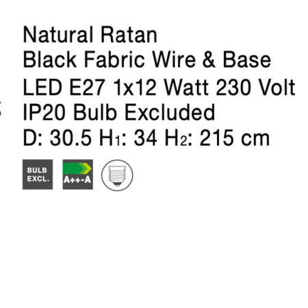 Lustra tip pendul Vedrana din ratan Ø 30 cm, inaltime reglabila, 9858719 - Novaluce [6]
