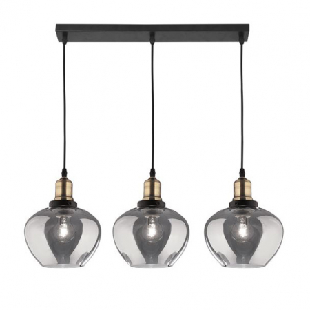 Lustre - Lustra vintage liniara cu 3 pendule din sticla fumurie ajustabile Joska, detalii metal bronz, 8436405 - Novaluce