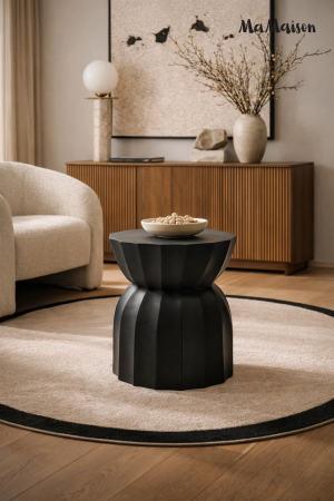 Masă Auxiliară Rolling 35x35x46 cm, Lemn Mango Negru - MaMaison [3]