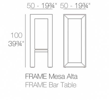 Masa bar Faz 50x50x100 cm polipropilena mata/lacuita, design modern, 54075 - Vondom [1]