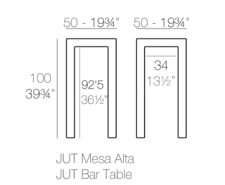 Masa bar gradina/terasa Jut 50x50x100 cm, polipropilena, design minimalist, 44411 - Vondom [1]