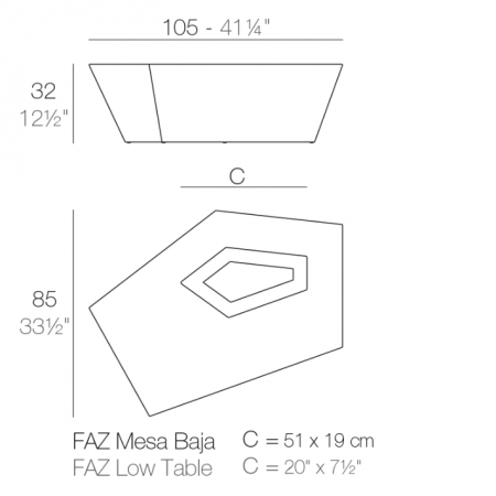Masa cafea iluminare LED Faz 105x85x32 cm, design modern geometric cu loc frapiera, 54007 - Vondom [31]