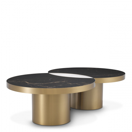 Masute de cafea - Masa cafea lux aurie Breakers 139x80 cm, blat efect marmura neagra | Eichholtz - 114399