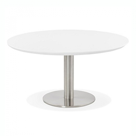 Masute de cafea - Masa cafea rotunda alba MDF Venla 90 cm, picior central otel talpa subtire, CT00570WH - Kokoon