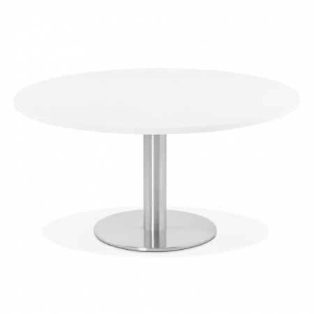 Masute de cafea - Masa cafea rotunda alba Tyra 90 cm, picior central otel talpa subtire, CT00550WH - Kokoon