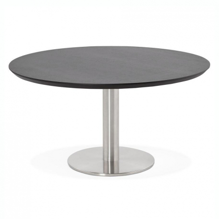 Masute de cafea - Masa cafea rotunda birou Venla 90 cm MDF negru, picior central otel talpa subtire, CT00590BL - Kokoon