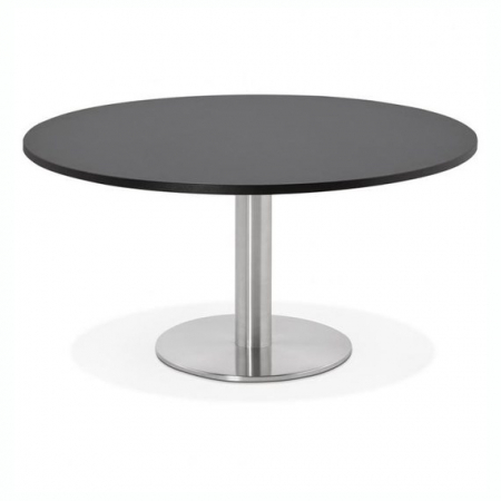 Masute de cafea - Masa cafea rotunda neagra Tyra 90 cm, picior central otel talpa subtire, CT00560BL - Kokoon