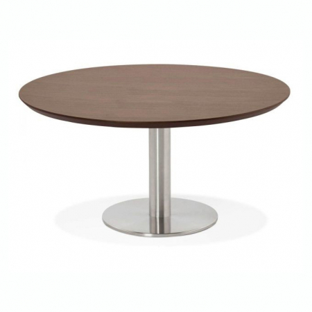 Masute de cafea - Masa cafea rotunda office Venla 90 cm MDF nuc, picior central otel talpa subtire, CT00580WA - Kokoon