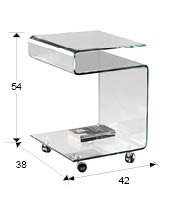 Masa cafea transparenta Remina, 42x38 cm, din sticla cu roti, 552522 - Schuller [1]