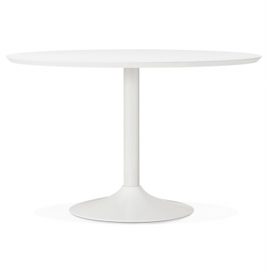 Masa rotunda alba MDF Buro 90 cm, picior cental alb otel, design modern, DT00640WH - Kokoon [1]