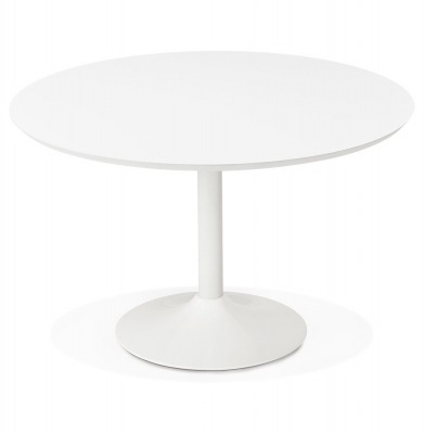 Masa rotunda alba MDF Buro 90 cm, picior cental alb otel, design modern, DT00640WH - Kokoon [2]