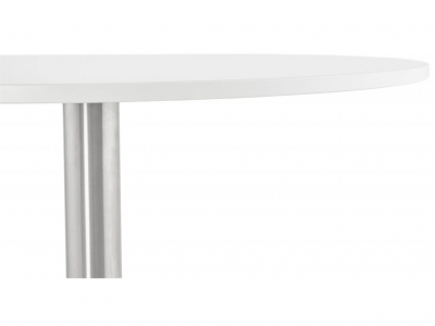 Masa dining rotunda alba Tyra 90 cm picior central otel talpa subtire, blat pal melaminat, DT00720WH - Kokoon [1]