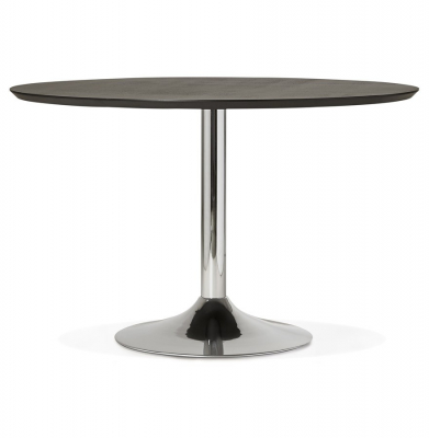 Masa rotunda neagra Bleta 120 cm MDF textura lemn / picior central crom otel, DT00520BL - Kokoon [1]