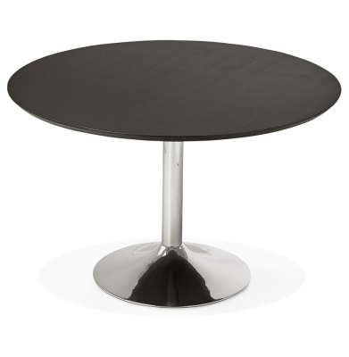 Masa rotunda neagra Bleta 120 cm MDF textura lemn / picior central crom otel, DT00520BL - Kokoon [2]