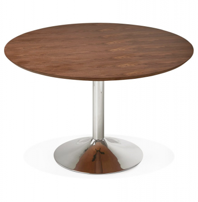 Masa rotunda nuc Bleta 120 cm MDF furnir natural / picior central crom otel, DT00500WA - Kokoon [2]