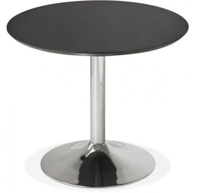 Masa rotunda neagra Bleta 90 cm MDF negru textura lemn, picior central crom otel, DT00700BL - Kokoon [1]