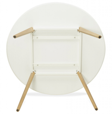 Masa rotunda dining Camden 120 cm stil scandinav, MDF alb mat / picioare stejar masiv, DT00420WH - Kokoon [9]