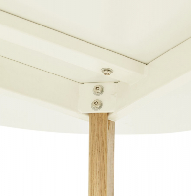 Masa rotunda dining Camden 120 cm stil scandinav, MDF alb mat / picioare stejar masiv, DT00420WH - Kokoon [6]