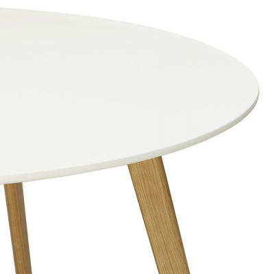 Masa rotunda dining Camden 120 cm stil scandinav, MDF alb mat / picioare stejar masiv, DT00420WH - Kokoon [3]