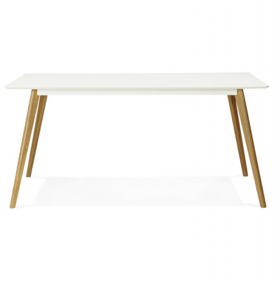 Masa dining Crush 160x90 cm stil scandinav MDF alb mat / picioare lemn stejar, DT00410WH - Kokoon [1]