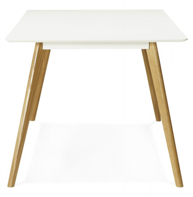 Masa dining Crush 160x90 cm stil scandinav MDF alb mat / picioare lemn stejar, DT00410WH - Kokoon [2]