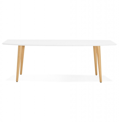 Masa dining extensibila alba Etenda 170-270x100 cm stil scandinav, MDF alb mat / picioare fag, DT00540WHNA - Kokoon [6]