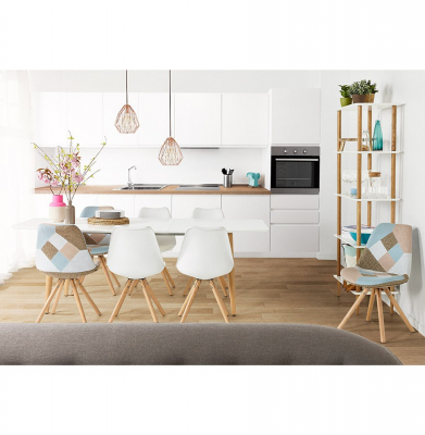 Masa dining extensibila alba Etenda 170-270x100 cm stil scandinav, MDF alb mat / picioare fag, DT00540WHNA - Kokoon [27]