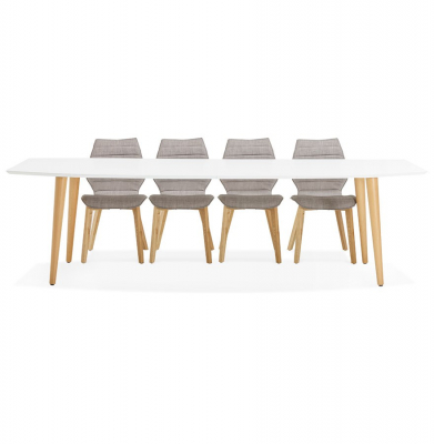 Masa dining extensibila alba Etenda 170-270x100 cm stil scandinav, MDF alb mat / picioare fag, DT00540WHNA - Kokoon [26]