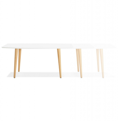 Masa dining extensibila alba Etenda 170-270x100 cm stil scandinav, MDF alb mat / picioare fag, DT00540WHNA - Kokoon [14]