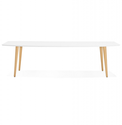 Masa dining extensibila alba Etenda 170-270x100 cm stil scandinav, MDF alb mat / picioare fag, DT00540WHNA - Kokoon [2]