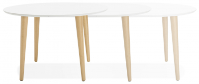 Masa de design extensibila Olga stil scandinav 120-220x100 cm MDF alb / picioare fag, DT00570WH - Kokoon [4]