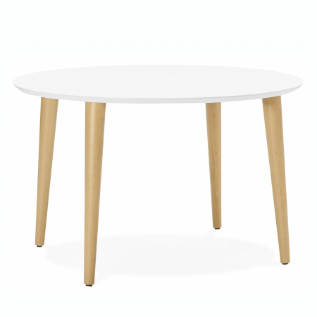 Mese de bucatarie - Masa de design extensibila Olga stil scandinav 120-220x100 cm MDF alb / picioare fag, DT00570WH - Kokoon