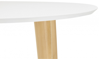 Masa de design extensibila Olga stil scandinav 120-220x100 cm MDF alb / picioare fag, DT00570WH - Kokoon [5]