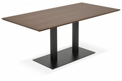 Masa dining/birou Hugo 150x70 cm MDF nuc stil industrial, picioare negre otel, DT00790WA - Kokoon [2]