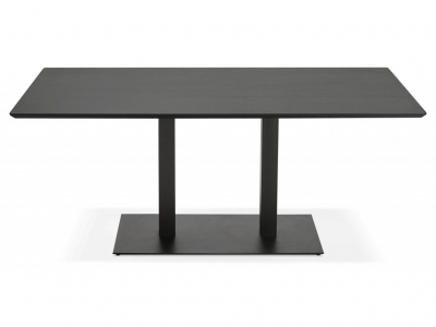 Masa dining/birou Hugo 180x90 cm MDF negru, stil industrial, picioare negre otel, DT00830BL - Kokoon [1]