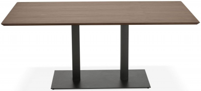 Masa dining Hugo 180x90 cm MDF nuc, stil industrial, picioare negre otel, DT00820WA - Kokoon [1]