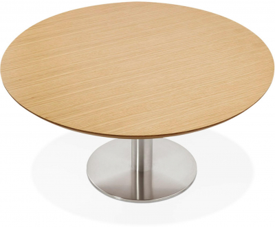Masa dining rotunda Venla 90 cm MDF lemn natur, picior otel talpa subtire, DT00770NA - Kokoon [2]