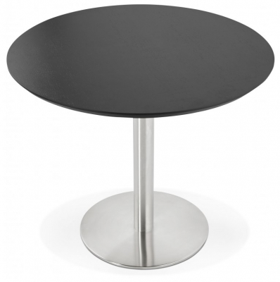 Masa dining rotunda Venla 90 cm MDF negru, picior otel talpa subtire, DT00760BL - Kokoon [1]