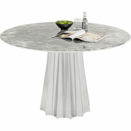 Masă de Dining Amora Stone 120x120x74 cm, În Finisaj Argintiu - Kare Design [4]