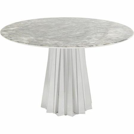 Produse - Masă de Dining Amora Stone 120x120x74 cm, În Finisaj Argintiu - Kare Design