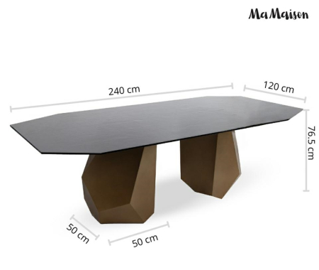 Masă de Dining Celeste 240x120x76,5 cm, Auriu/Negru - MaMaison [10]
