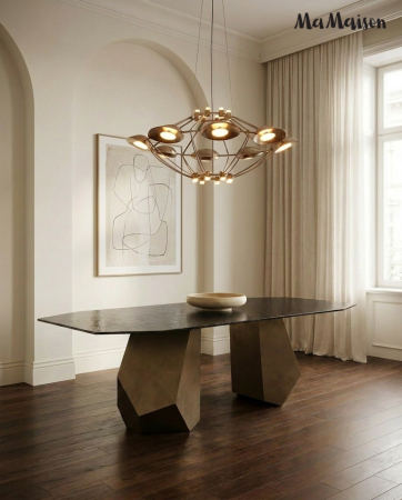 Masă de Dining Celeste 240x120x76,5 cm, Auriu/Negru - MaMaison [7]