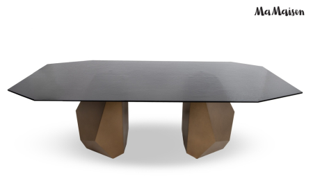 Masă de Dining Celeste 240x120x76,5 cm, Auriu/Negru - MaMaison [1]
