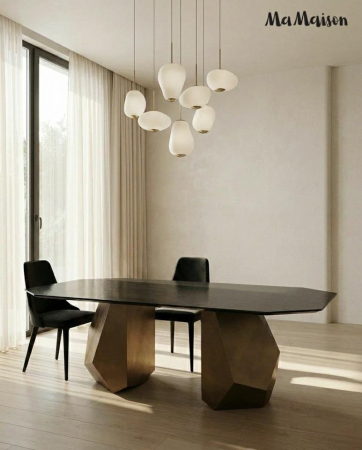 Masă de Dining Celeste 240x120x76,5 cm, Auriu/Negru - MaMaison [6]