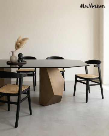 Masă de Dining Celeste 240x120x76,5 cm, Auriu/Negru - MaMaison [5]