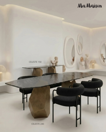 Masă de Dining Celeste 240x120x76,5 cm, Auriu/Negru - MaMaison [9]